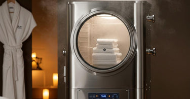 Towel steamer in a spa setting, showcasing warm towels ready for use