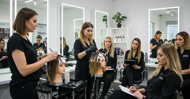 Salon staff receiving training on advanced hair coloring techniques