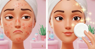 Close-up of microneedling blemish patches on skin with clear before-and-after results