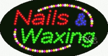 LED Waxing Sign in a Salon Setting
