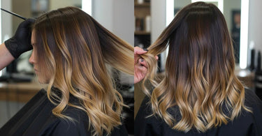 Hair stylist applying balayage technique in a salon
