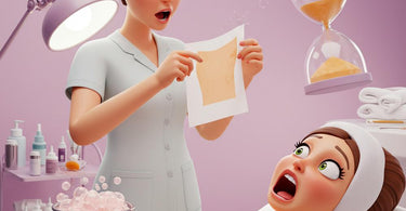 Professional esthetician performing a waxing treatment on a client's leg in a spa setting