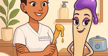 Esthetician performing professional waxing service in a modern spa setting