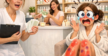 Waxing Service Recovery: A professional esthetician carefully applying soothing post-wax lotion to a client's skin to calm redness and prevent bruising, showcasing excellent client care.
