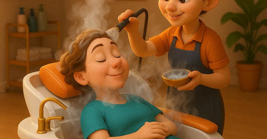 Client receiving relaxing Japanese head spa treatment at salon