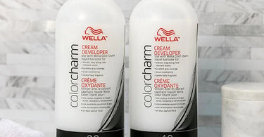 Wella Color Charm Cream Developer bottles in various volumes