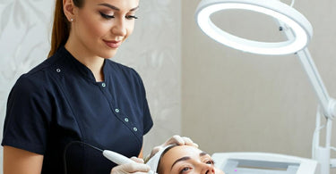Client experiencing a microdermabrasion treatment in a spa setting