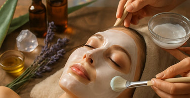 Woman receiving a glowing facial treatment for instant results