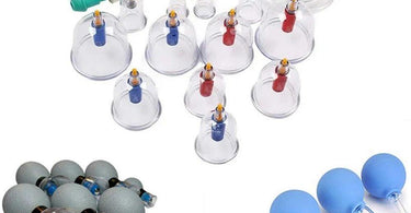 Cupping therapy in action, showing cups placed on a client's back for relaxation and pain relief