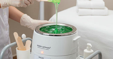 Close-up of rosin free wax being applied in a spa setting