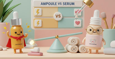 Comparison of skincare ampoules and serums showing their differences in packaging and texture