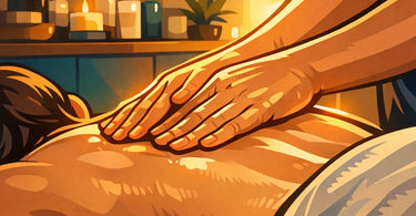 A compassionate massage therapist providing a relaxing, professional treatment in a serene spa setting