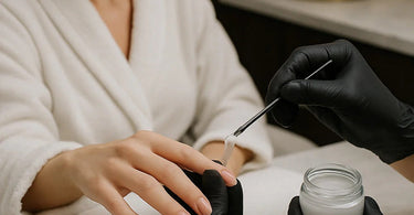 Builder gel nail application showing the smooth, shiny finish compared to traditional acrylic nails