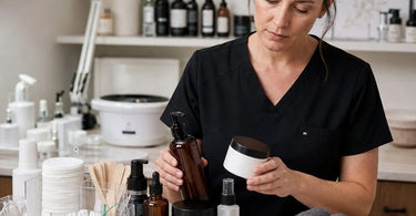 Opaque professional storage containers in a spa setting, highlighting why clear containers are not always the best storage choice for UV protection and durability.