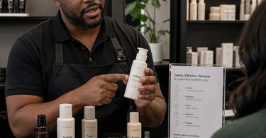 A clear and organized display of beauty products, symbolizing why clients buy more when products are easy to understand.