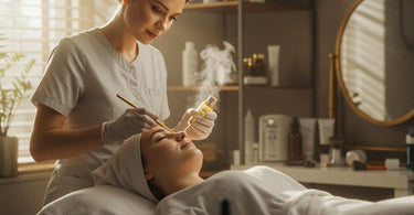 Spa professional providing a luxurious facial treatment to a client