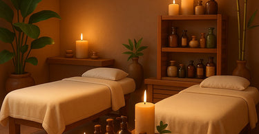 Happy couple enjoying a relaxing couples massage at a luxury spa