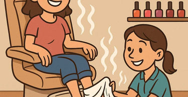 Steaming hot towels wrapped around feet during a luxury pedicure treatment