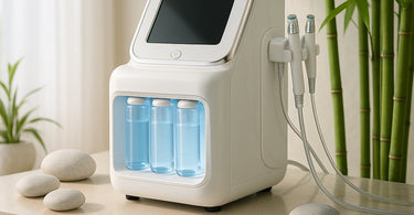 Professional hydrofacial machine in use during spa facial treatment
