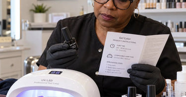 Professional UV LED nail lamp for curing gel polish at a salon manicure station, illustrating why manufacturer curing instructions and lamp compatibility matter more than wattage claims