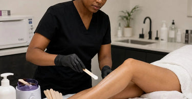 Post-wax products with dedicated clean application tools in a professional spa setting