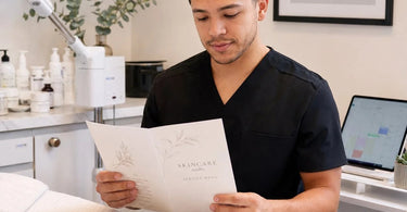 Beautifully printed service menu for a spa or salon, showcasing luxury services and pricing.
