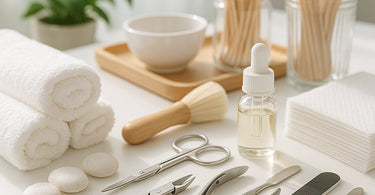Close-up of fresh disposable waxing tools next to used tools in a salon setting