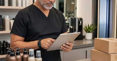 Stock image for blog post titled Why Tanning Season Needs Earlier Inventory Planning showing a professional spray tanning setup