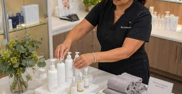 A clean, organized, and inviting spa treatment room, visually contrasting clutter with a serene and professional environment to build client trust.