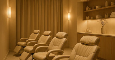 A serene spa environment with a focused esthetician performing a treatment, highlighting the need for a distraction-free zone