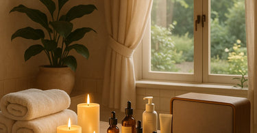 Spa professional adjusting music playlist for different times of day in a beautiful salon setting