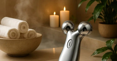Professional microcurrent device in use during a facial treatment at a spa