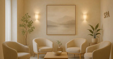 A comfortable and stylish modern spa waiting room with elegant seating