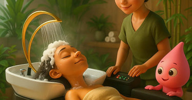 Relaxing Japanese Head Spa Water Therapy treatment in a luxury salon setting