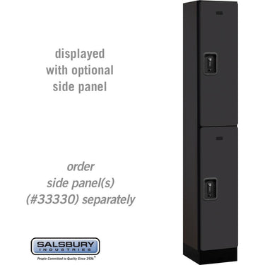 12-inch Wide Double Tier Designer Wood Locker - 1 Wide - 6 Feet High - 15-inch Deep by Salsbury – Black – Black Resettable Combination Locks by Salsbury
