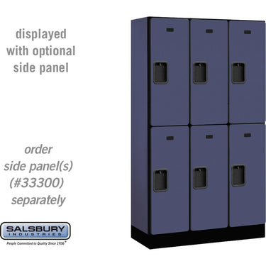 12-inch Wide Double Tier Designer Wood Locker - 3 Wide - 5 Feet High - 15-inch Deep by Salsbury – Blue – Hasps by Salsbury