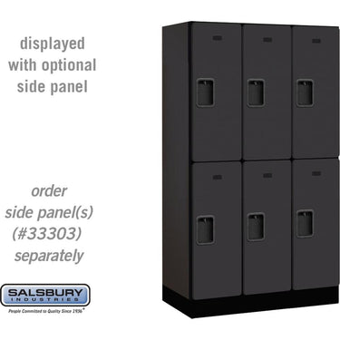 12-inch Wide Double Tier Designer Wood Locker - 3 Wide - 5 Feet High - 18-inch Deep by Salsbury – Black – Hasps by Salsbury