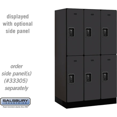 12-inch Wide Double Tier Designer Wood Locker - 3 Wide - 5 Feet High - 21-inch Deep by Salsbury – Black – Black Resettable Combination Locks by Salsbury
