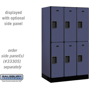 12-inch Wide Double Tier Designer Wood Locker - 3 Wide - 5 Feet High - 21-inch Deep by Salsbury – Blue – Hasps by Salsbury