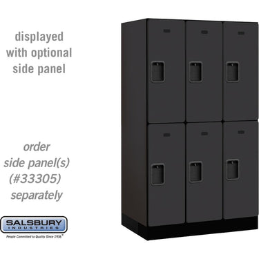 12-inch Wide Double Tier Designer Wood Locker - 3 Wide - 5 Feet High - 21-inch Deep by Salsbury – Black – Hasps by Salsbury