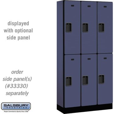 12-inch Wide Double Tier Designer Wood Locker - 3 Wide - 6 Feet High - 15-inch Deep by Salsbury – Blue – Hasps by Salsbury
