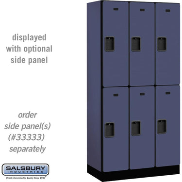 12-inch Wide Double Tier Designer Wood Locker - 3 Wide - 6 Feet High - 18-inch Deep by Salsbury – Blue – Hasps by Salsbury