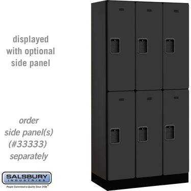 12-inch Wide Double Tier Designer Wood Locker - 3 Wide - 6 Feet High - 18-inch Deep by Salsbury – Black – Hasps by Salsbury