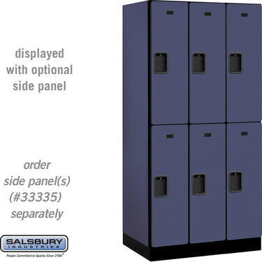 12-inch Wide Double Tier Designer Wood Locker - 3 Wide - 6 Feet High - 21-inch Deep by Salsbury – Blue – Hasps by Salsbury