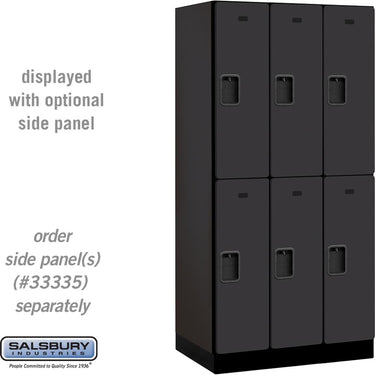 12-inch Wide Double Tier Designer Wood Locker - 3 Wide - 6 Feet High - 21-inch Deep by Salsbury – Black – Hasps by Salsbury