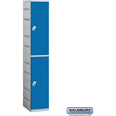 12-inch Wide Double Tier Plastic Locker - 1 Wide - 6 Feet High - 18-inch Deep by Salsbury – Blue – Assembled by Salsbury