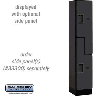 12-inch Wide Double Tier 'S' Style Designer Wood Locker - 1 Wide - 5 Feet High - 15-inch Deep by Salsbury – Black – Hasps by Salsbury