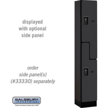 12-inch Wide Double Tier 'S' Style Designer Wood Locker - 1 Wide - 6 Feet High - 15-inch Deep by Salsbury – Black – Black Resettable Combination Locks by Salsbury