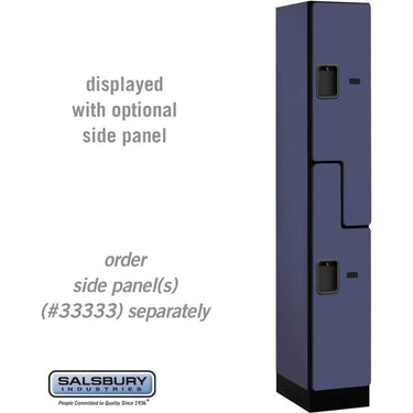 12-inch Wide Double Tier 'S' Style Designer Wood Locker - 1 Wide - 6 Feet High - 18-inch Deep by Salsbury – Blue – Hasps by Salsbury