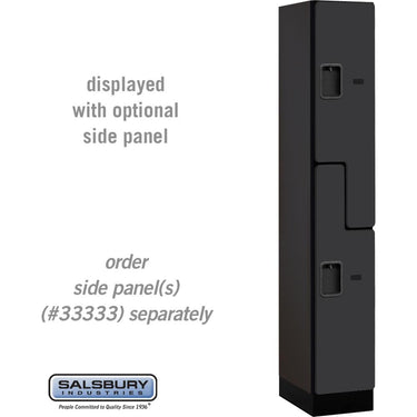 12-inch Wide Double Tier 'S' Style Designer Wood Locker - 1 Wide - 6 Feet High - 18-inch Deep by Salsbury – Black – Hasps by Salsbury